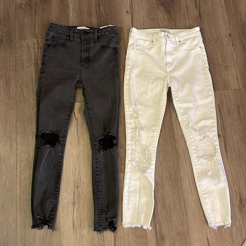 Abercrombie & Fitch Black and White Skinny Distressed Jeans Duo